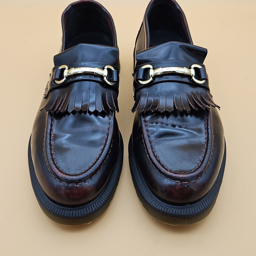 Dr Martens Adrian Snaffle Cherry Red Men's 10 Kiltie Leather Loafer Shoes Docs - Picture 2 of 9